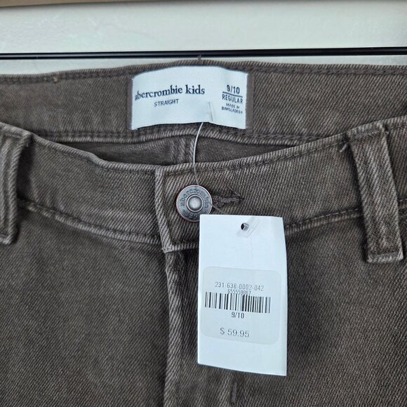Abercrombie Kids Straight Leg Jean Brown Size 9/10 Regular Adjustable Waist NEW - Picture 2 of 10